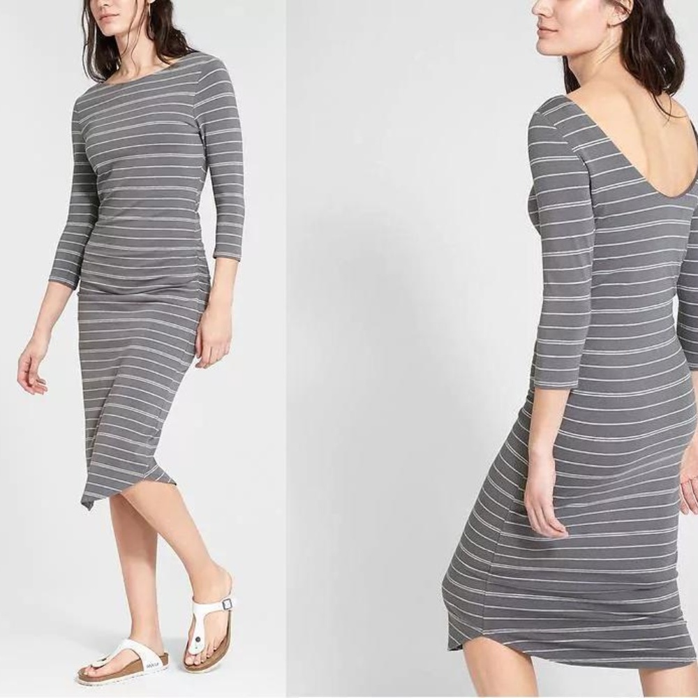 Athleta Silverbells Stripe Comeback Midi dress